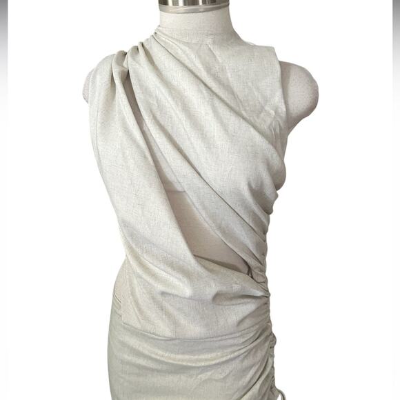 PLT LABEL OFF WHITE DRAPED RUCHED SKIRT MIDAXI DRESS Size 10 NWT - Picture 5 of 13